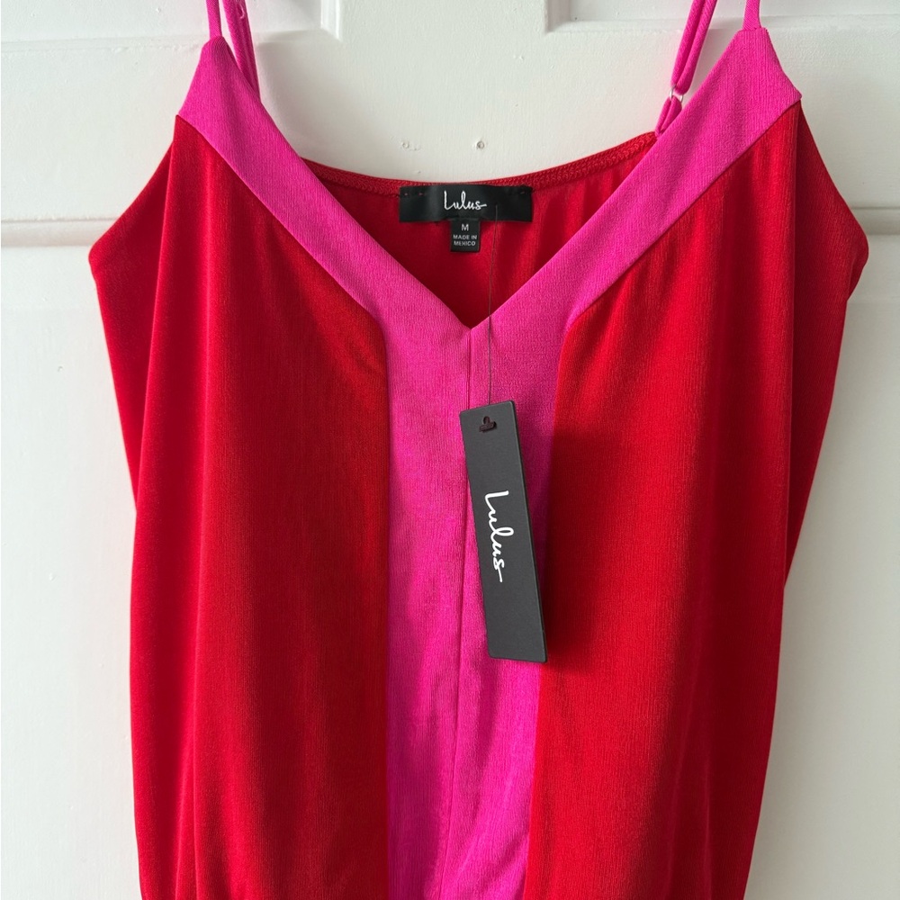 Lulu's Red and Pink Bodysuit